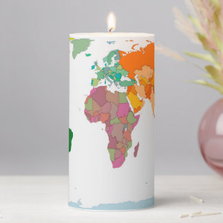 World Map Pillar Candle