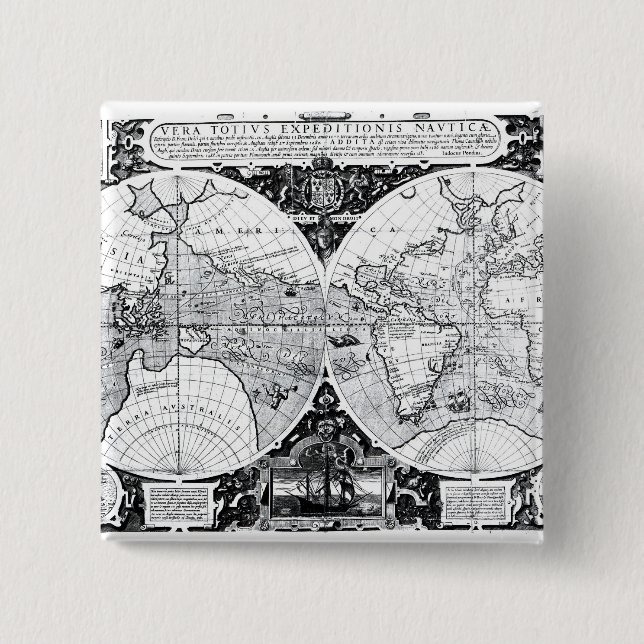 World map pinback button (Front)
