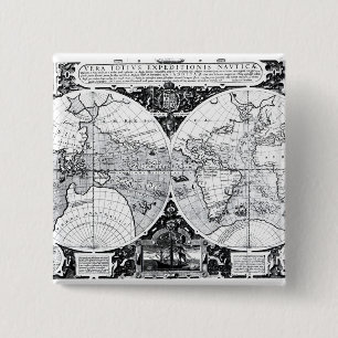 World map pinback button