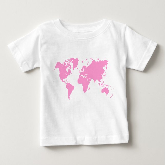World Map - Pink Baby T-Shirt (Front)