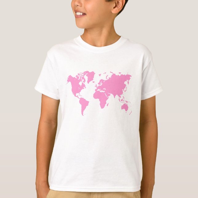 World Map - Pink T-Shirt (Front)