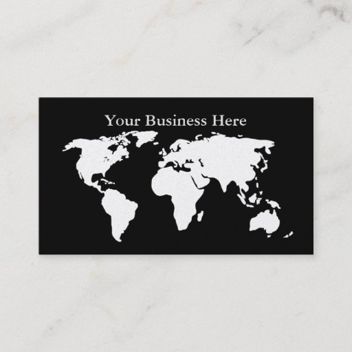 Customizable World Map Platinum/Black Business Card
