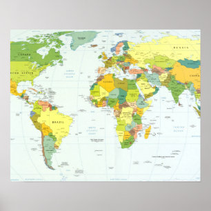 World Map Political Atlas Poster: Modern Decor