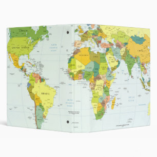 World Map Political Atlas Poster: Modern Decor 3 Ring Binder
