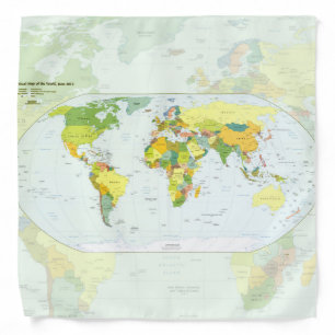 World Map Political Atlas Poster: Modern Decor Bandana