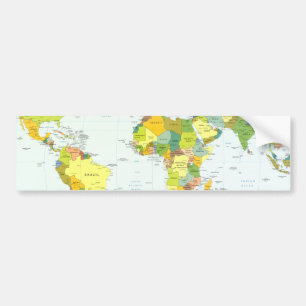 World Map Political Atlas Poster: Modern Decor Bumper Sticker