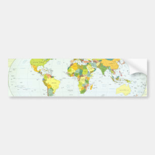 World Map Political Atlas Poster: Modern Decor Bumper Sticker