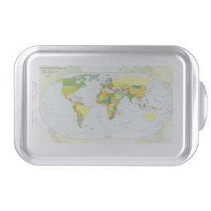 World Map Political Atlas Poster: Modern Decor Cake Pan