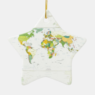 World Map Political Atlas Poster: Modern Decor Ceramic Ornament