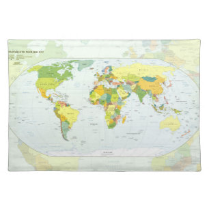 World Map Political Atlas Poster: Modern Decor Cloth Placemat