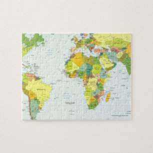 World Map Political Atlas Poster: Modern Decor Jigsaw Puzzle