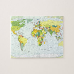 World Map Political Atlas Poster: Modern Decor Jigsaw Puzzle