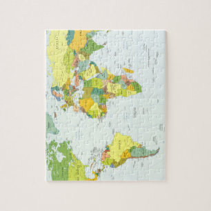 World Map Political Atlas Poster: Modern Decor Jigsaw Puzzle