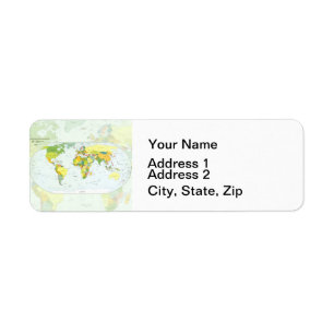 World Map Political Atlas Poster: Modern Decor Label
