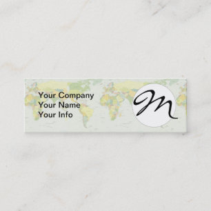 World Map Political Atlas Poster: Modern Decor Mini Business Card