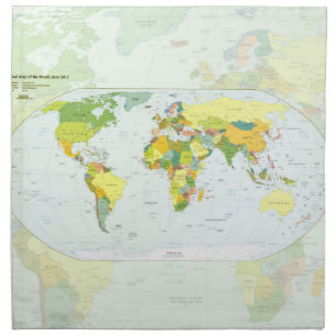 World Map Political Atlas Poster: Modern Decor Napkin