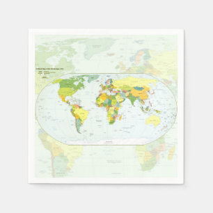 World Map Political Atlas Poster: Modern Decor Paper Napkins