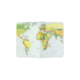 World Map Political Atlas Poster: Modern Decor Passport Holder