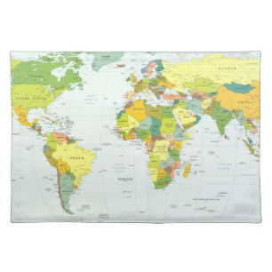 World Map Political Atlas Poster: Modern Decor Placemat