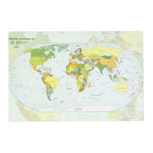 World Map Political Atlas Poster: Modern Decor Placemat