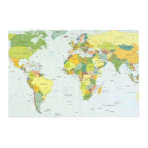 World Map Political Atlas Poster: Modern Decor Placemat