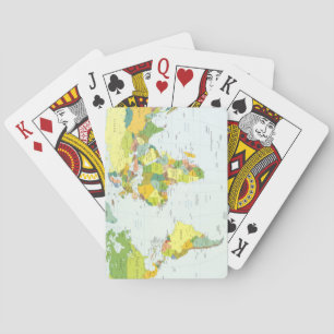 World Map Political Atlas Poster: Modern Decor Poker Cards