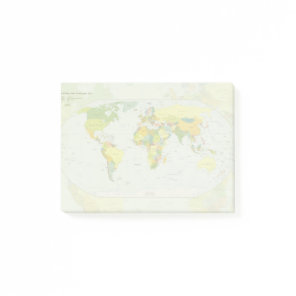 World Map Political Atlas Poster: Modern Decor Post-it Notes