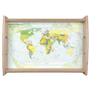 World Map Political Atlas Poster: Modern Decor Serving Tray
