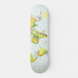 World Map Political Atlas Poster: Modern Decor Skateboard Deck