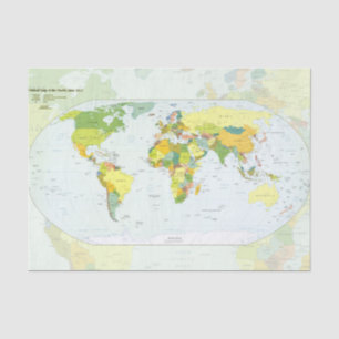 World Map Political Atlas Poster: Modern Decor Tissue Paper