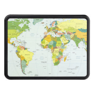 World Map Political Atlas Poster: Modern Decor Tow Hitch Cover