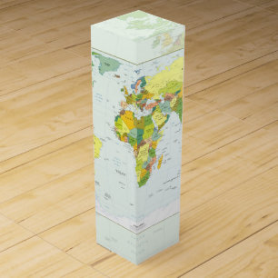 World Map Political Atlas Poster: Modern Decor Wine Box