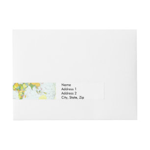 World Map Political Atlas Poster: Modern Decor Wrap Around Address Label