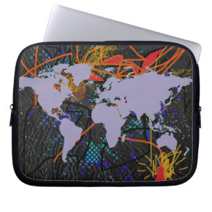 world map, pop style laptop sleeve