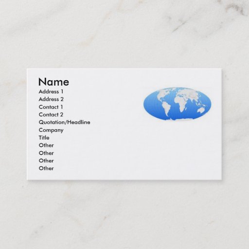 Customizable World Map Profile Card Business Card Template