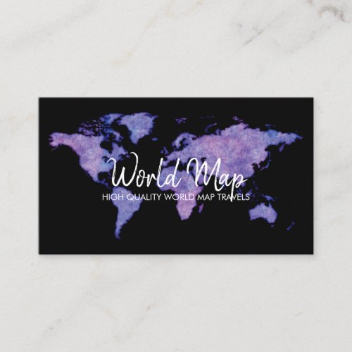 World Map Purple Business Card