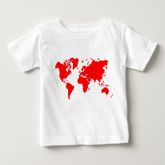 World Map - Red Baby T-Shirt (Front)