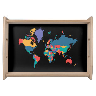 World Map Serving Tray