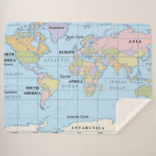 WORLD MAP SHERPA BLANKET