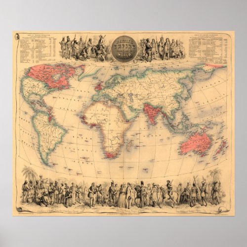 World Map showing British Empire Poster