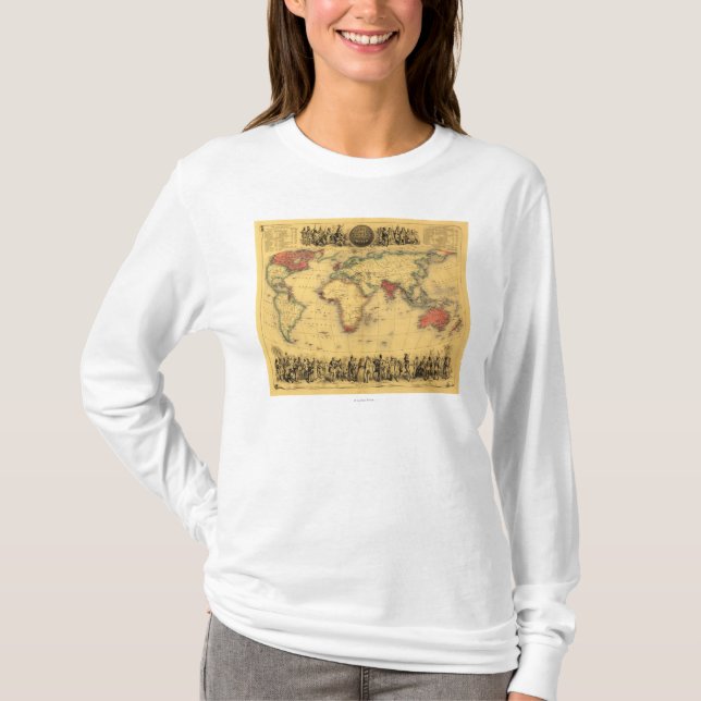World Map Showing British EmpirePanoramic Map T-Shirt (Front)