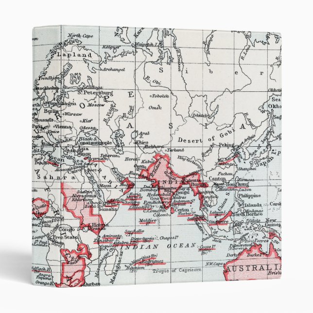 World Map showing British Possessions in 1904 3 Ring Binder (Front/Spine)