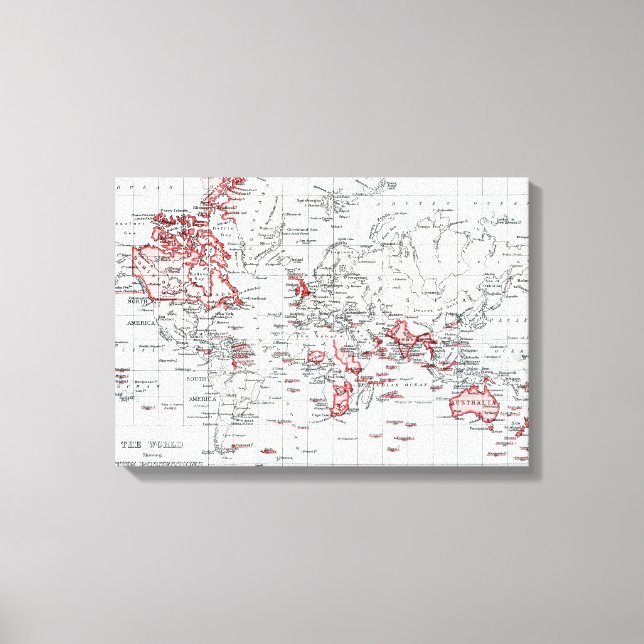 World Map showing British Possessions in 1904 Canvas Print (Front)