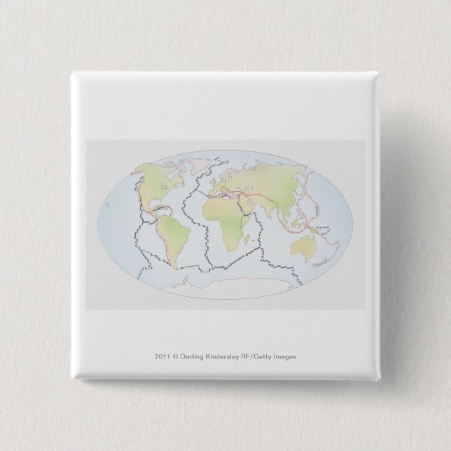 World map showing plate margins button (Front)