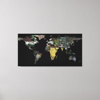 World Map Silhouette - A Busy World Painting Canvas Print by Alleycatshirts at Zazzle