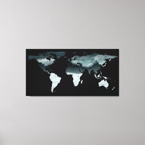 World Map Silhouette _ Crashing Waves Canvas Print