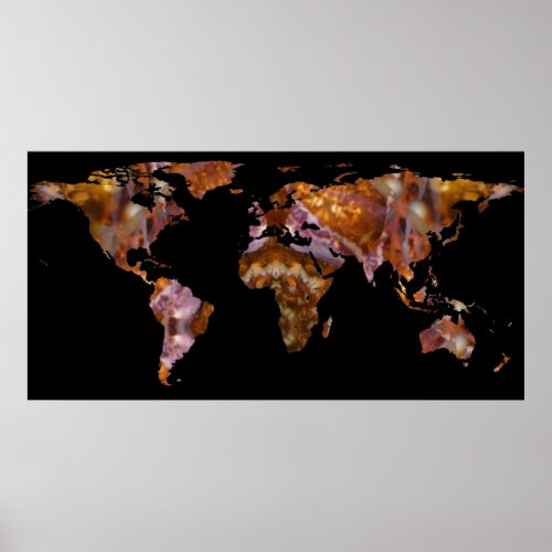 World Map Silhouette _ Eel Photographic Mandala Poster