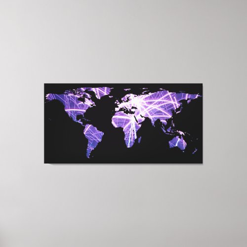 World Map Silhouette _ Fireworks Canvas Print