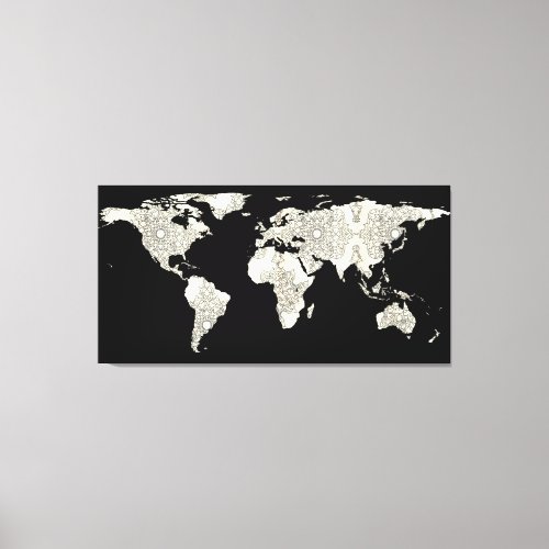 World Map Silhouette _ Mandala 01 Canvas Print