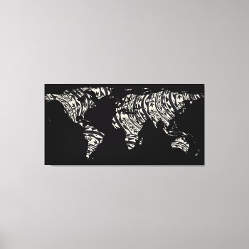 World Map Silhouette - Patterned Mandala 04 Canvas Print by Alleycatshirts at Zazzle